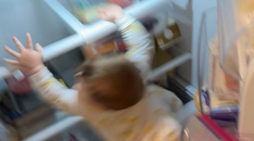 Curious Baby Falls From Refrigerator Shelf