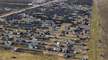 Drone Footage of Tornado Aftermath on an Indiana Solar Farm