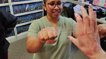 Man Performs a Magic  Trick for His Dental Hygienist
