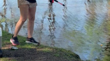 Mom Using the Fishing Pole Backwards