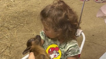 Toddler Singing Lullaby to Baby Goat