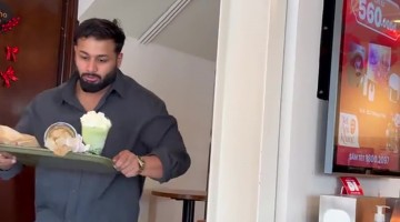 Man Trips and Spills Fancy Coffee Drinks