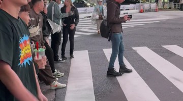 Gymnastics Flip Fail at Shibuya Crossing
