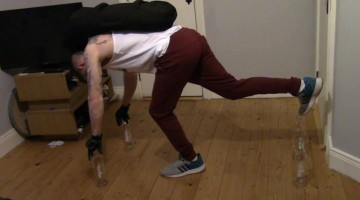 Pushups on Glass Bottles