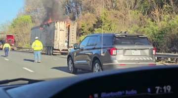 Truck Trailer Carrying Trash Ignited on I90W