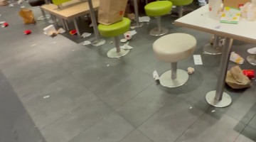 Fast Food Restaurant in Stockholm, Sweden Completely Trashed