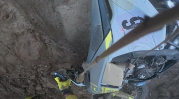 Dirt Bike Goes Over Cliff, Rider Does Not