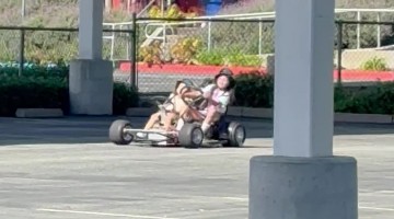 Little Sis Snoozes Through Wild Go-Kart Ride