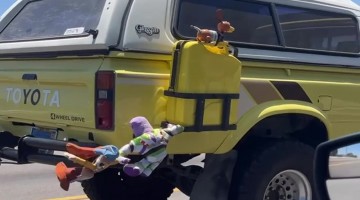 Toy Story Characters Riding Pizza Planet Truck