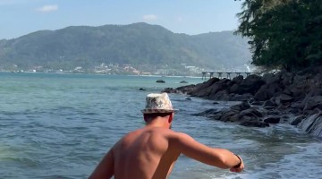 Elephant Tugs Man Out Of The Picture