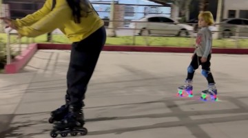 First Time Roller Skater Flips Over Barrier