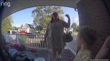 Woman Startled by Bee Takes a Big Tumble