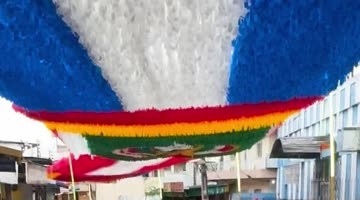 World Cup Fans in Brazil Decorate Street With Massive Flags