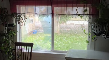Large Hailstones Break Glass Window