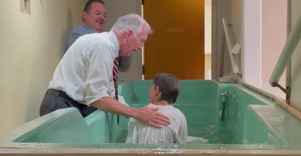 Baptized Son Doesn't Know Where to Put Feet