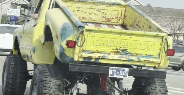 Chevy Truck With American Flag