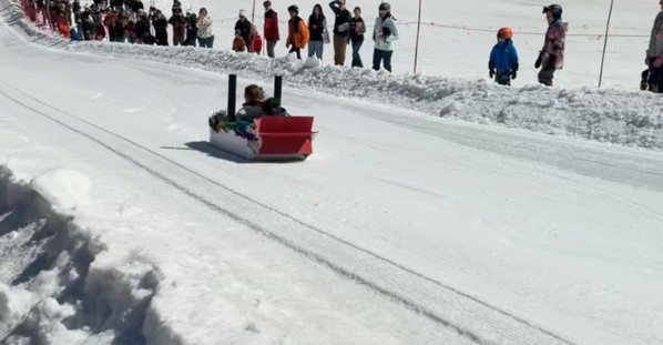 Teens' Insane Box Sled Jump at Wachusett Mountain