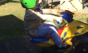 Toddler Wheelie on Toy ATV