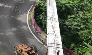 Giant Bridge Beam Winds up Mountain Road