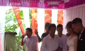 Stage Collapses Under Bride and Groom