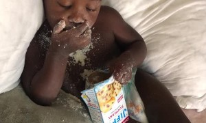 Mom Finds Son Pigging Out on Cornbread Mix