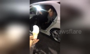 A high-stakes bottle flip? Man lands an ice cream flip!