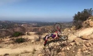 Mountain biker breaks collarbone after dramatic tumble