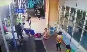 Bungling staff drop patient off hospital trolley