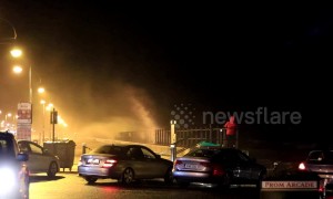 High tide and roaring waves as Storm Callum hits County Waterford, Ireland