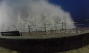 Strong winds and waves hit Cornish coast