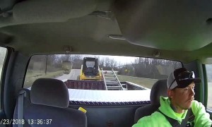 Tractor Tow Fishtailing Close Call