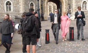 Pixie Geldof appears camera-shy as she departs royal wedding