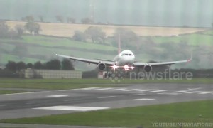 Planes land sideways at Bristol Airport during Storm Callum