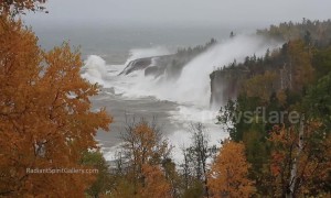 Incredible footage shows monster waves in Lake Superior lashing coast during storm