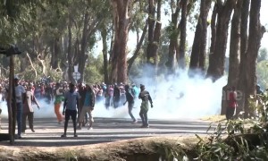South Africans set up barricades during violent protests in Atlantis