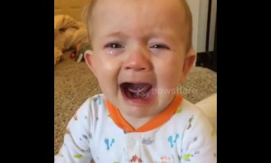 Baby very emotional as he listens to Adele