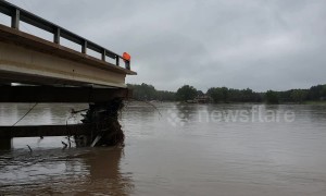 Footage shows remains of bridge after central Texas floods causes structure to collapse