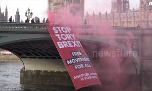 'Stop Tory Brexit' banner dropped from Westminster Bridge