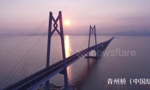 Stunning drone footage shows China's new record-breaking bridge