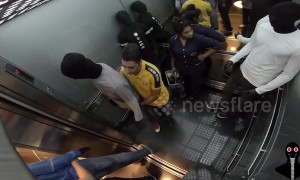 Hilarious mannequin prank scares people riding the elevator