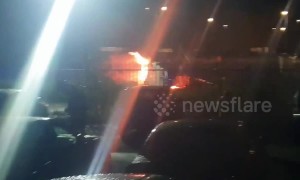 Eyewitness video shows flames engulf Leicester City owner's helicopter