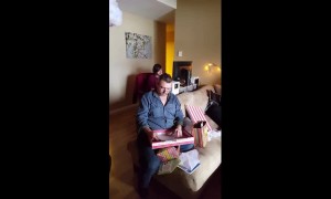 Man receives emotional birthday surprise from stepchildren