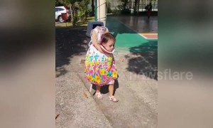 This 'headless' little girl is ready for Halloween