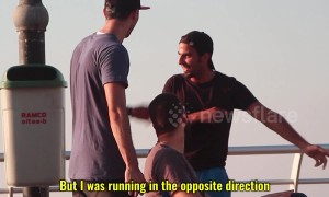 Just keep going straight! Pranksters pull off hilarious stunt on jogger