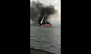 Nine British tourists rescued from burning yacht after it was struck by lightning