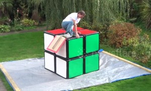 Puzzlemaker designs gigantic Rubik's Cube big enough to fit him inside