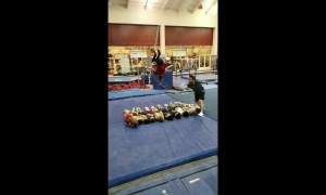 Incredible backflip clears 10 people