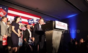 New Jersey Senate Bob Menendez takes stage after election victory