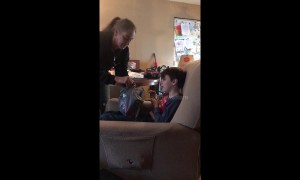 Emotional moment boy opens present his grandmother bought him before she died