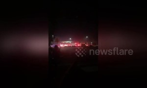 Eyewitness footage shows emergency crews rushing to scene of mass shooting in California bar